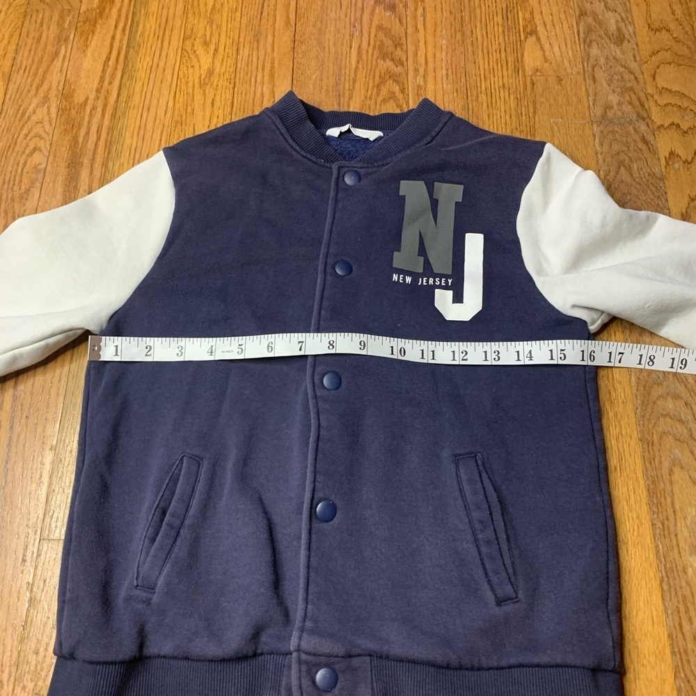 MNG Kids Navy Blue & White Varsity Bomber Jacket - Size 9/10 (140cm) - Picture 8 of 11